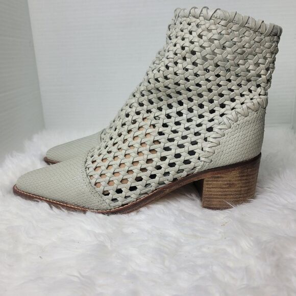 Free People In The Loop Woven Womens Bootie Size 8.5 Gray Leather Zip Boots - Picture 3 of 8